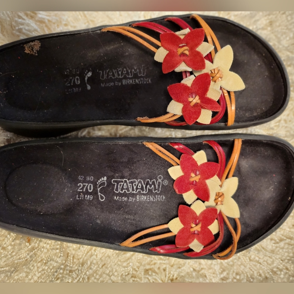 BIRKENSTOCK Tatami. Ladies Size 11med, men's 9m. Multi color. Cute flower design